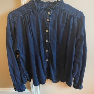 Loft Peter Pan collar blue Jean shirt XS